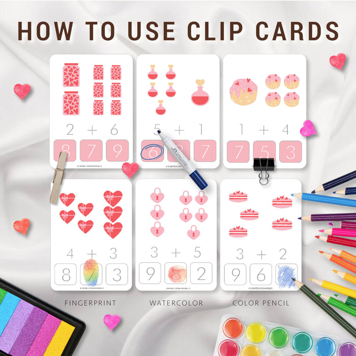 Valentine's Day Addition Clip Cards