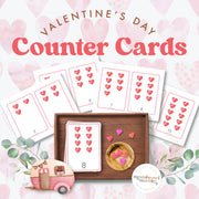Valentine's Day counting 1 to 10 activity — early math practice with heart-themed visuals, ages 3-6