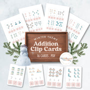 Winter-themed addition clip cards for math practice