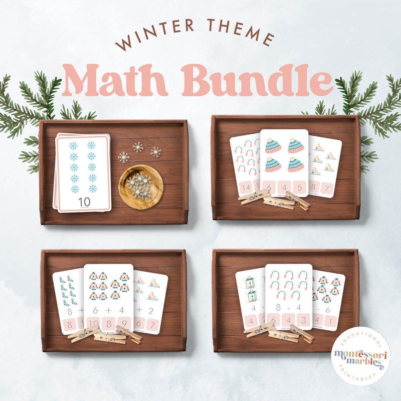 Winter-themed math activities bundle with multiple math skills