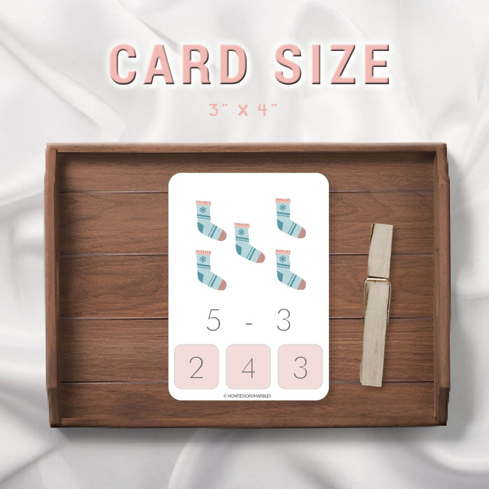 Winter Subtraction Clip Cards