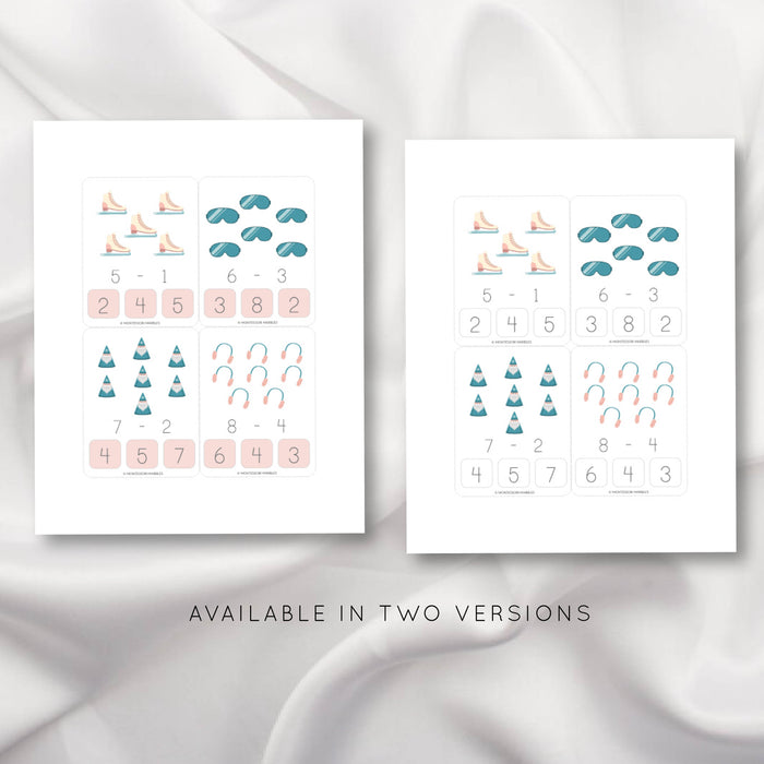 Winter Subtraction Clip Cards