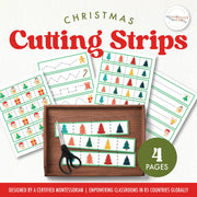 Christmas cutting strips for fine motor and scissor skills practice