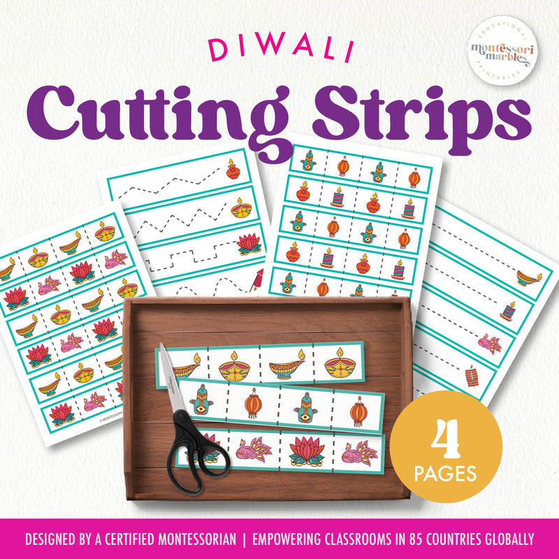 Diwali cutting strips for fine motor and scissor skills practice