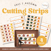 Fall foliage and leaves cutting strips for fine motor skills — ages 3-6
