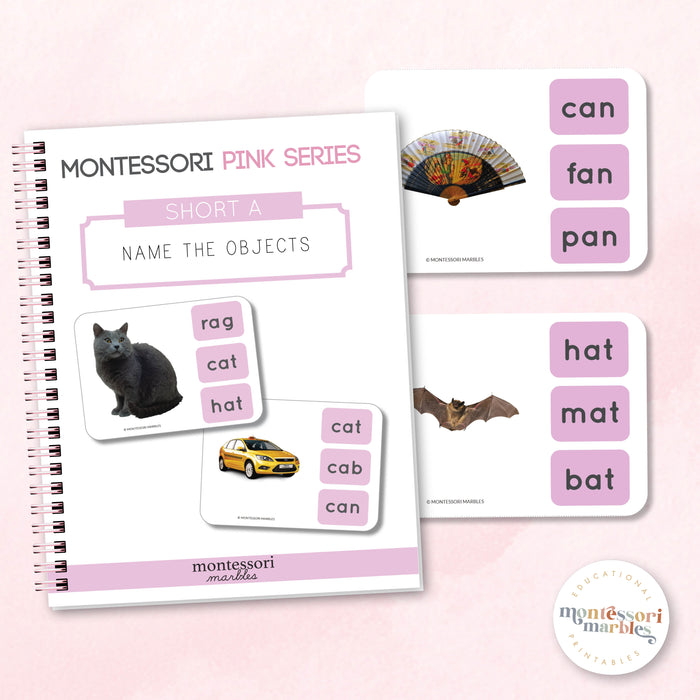 BUNDLE SET Montessori Pink Series | Name the Objects Short Vowels