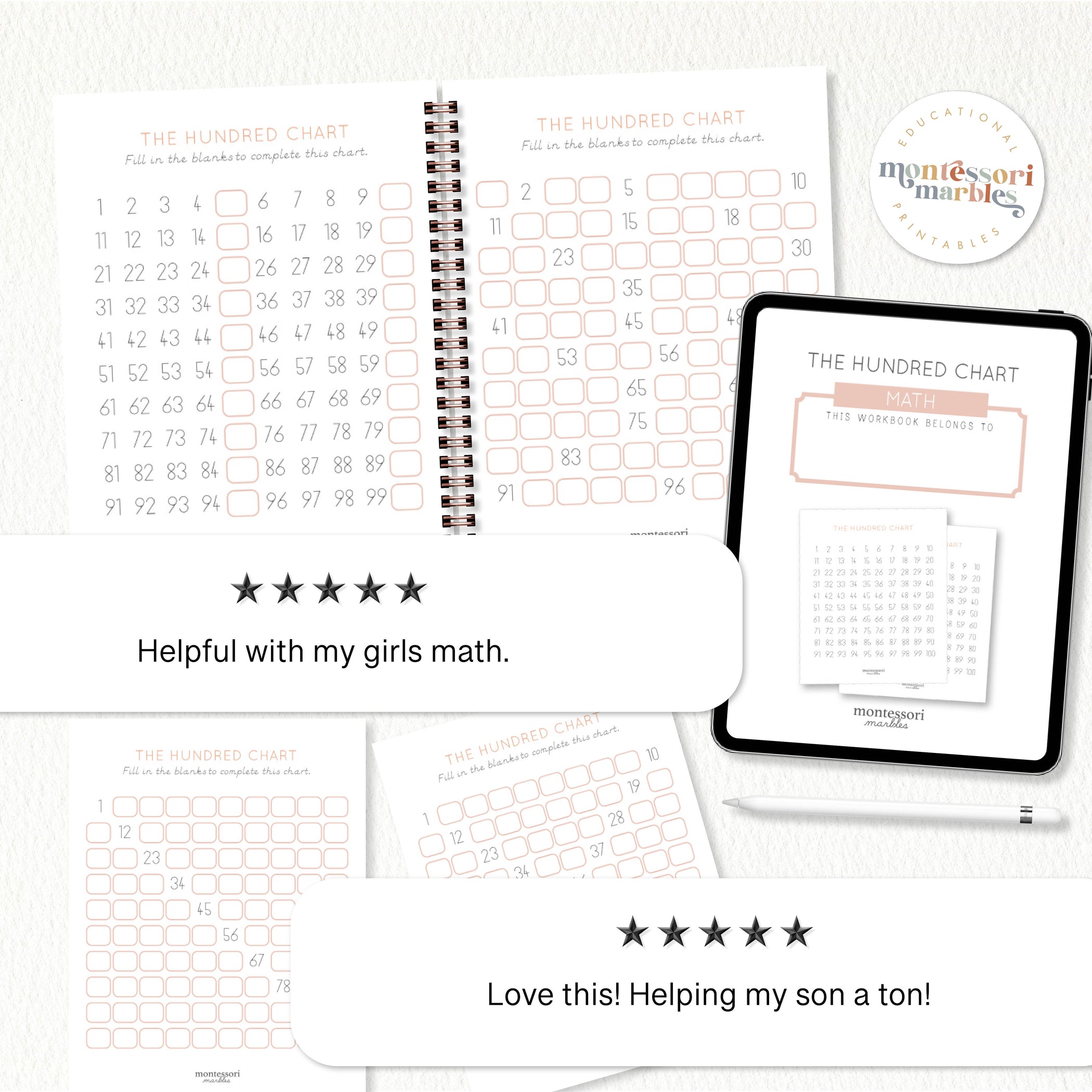 The Hundred Chart Workbook | Montessori Math Printable — Montessori Marbles