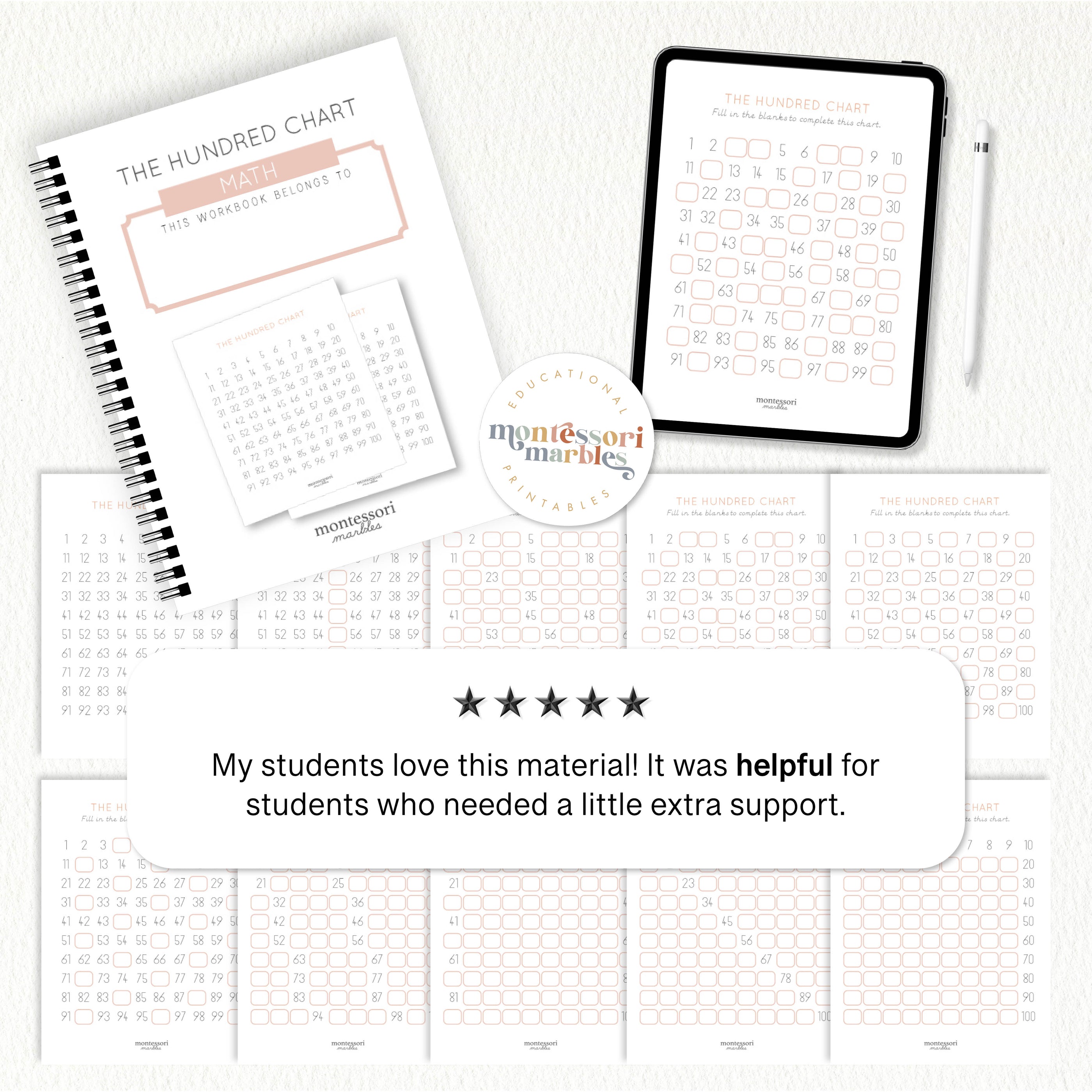 Hundred Chart Workbook | Number Practice Ages 4-6 | Math Printable PDF ...
