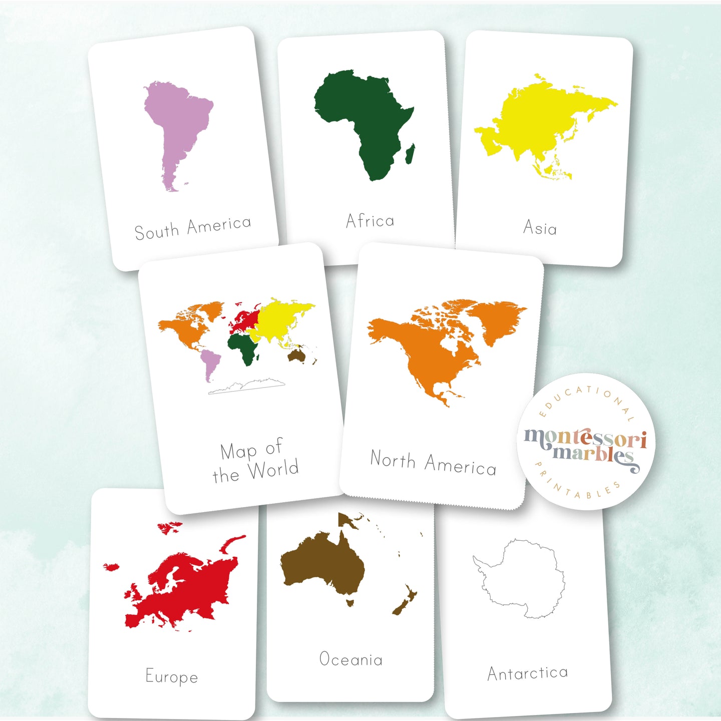 Continent Flash Cards