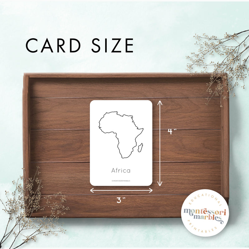 Continents Outline Cards