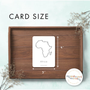 Continents Outline Cards