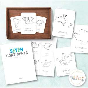 Continents Outline Cards