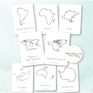 Continents Outline Cards