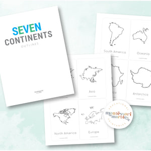 Continents Outline Cards