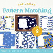 Hanukkah pattern matching with cultural symbols — ages 3-6