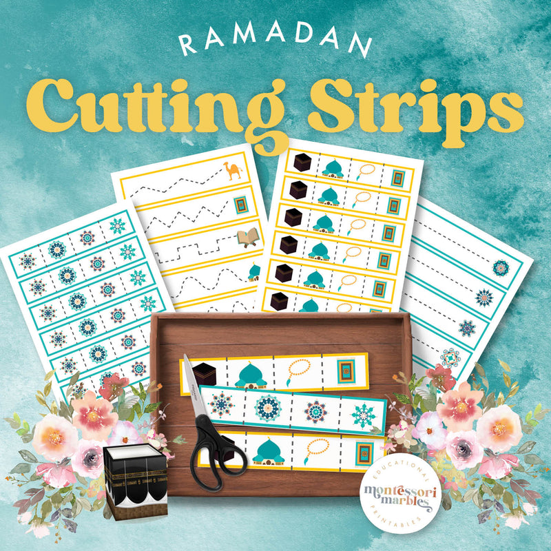 Ramadan cutting strips for scissor skills and cultural learning—holiday fine motor practice