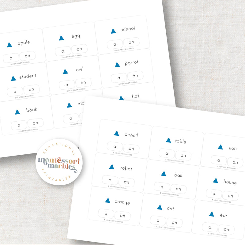 Articles Clip Cards "a" and "an"