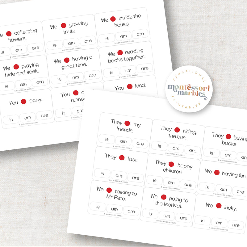 BE-Verb Clip Cards