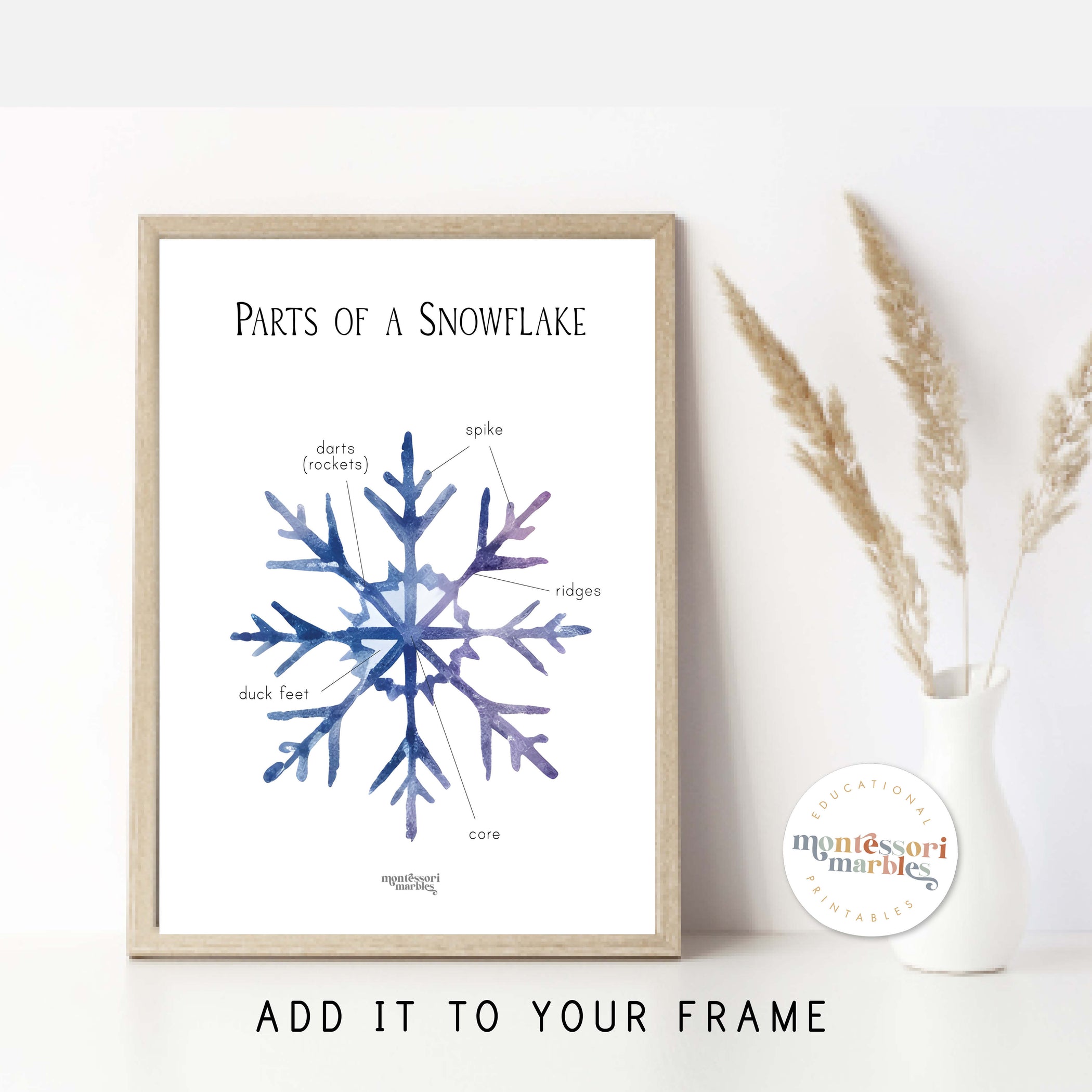 Snowflake Part Names Parts of a Snowflake Worksheet | Winter Science Activity Ages 4-9 ...