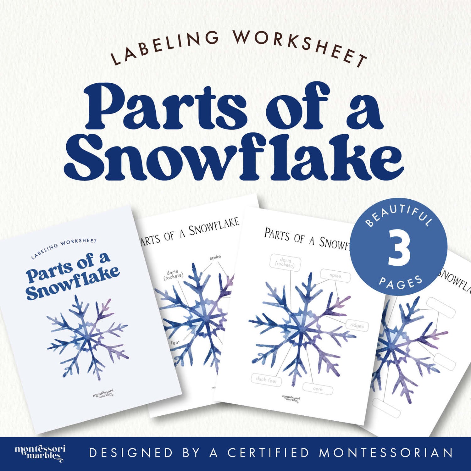 Snowflake Part Names Parts of a Snowflake Worksheet | Winter Science Activity Ages 4-9 ...
