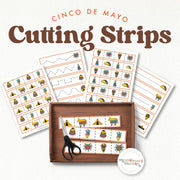 Cinco de Mayo cutting strips for fine motor—Mexican cultural celebration learning, ages 3-6