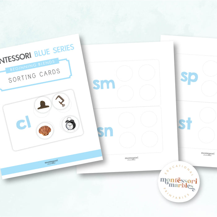Montessori Blue Series Sorting Cards | Beginning Blends