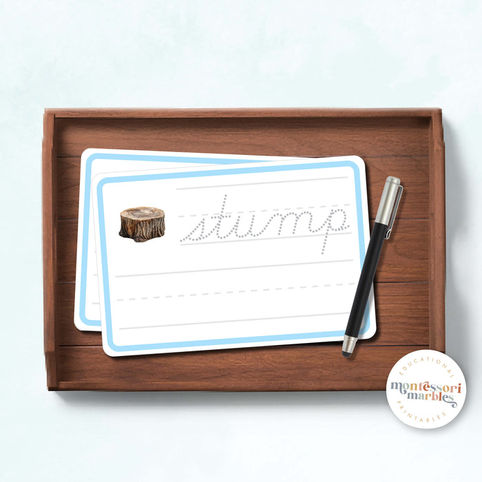 Montessori Blue Series Tracing Cards | Beginning Blends (Cursive)
