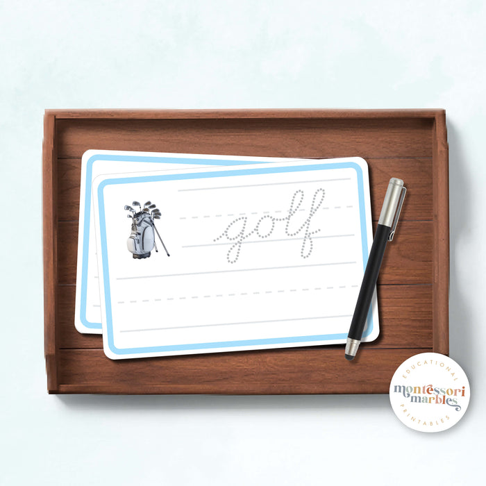 Montessori Blue Series Tracing Cards | Ending Blends (Cursive)