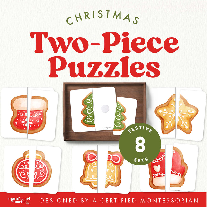 Christmas cookie symmetry puzzles for holiday learning — ages 3-6