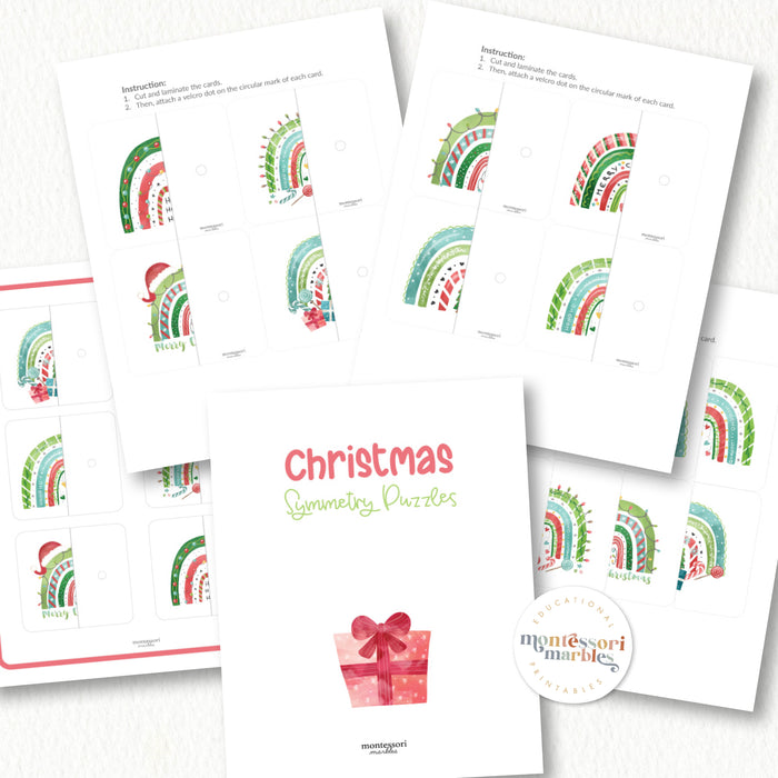 Christmas Rainbows Symmetry Puzzles