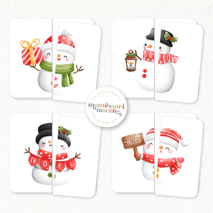Christmas Snowman Symmetry Puzzles