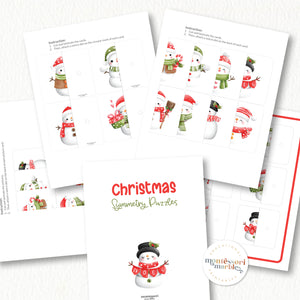 Christmas Snowman Symmetry Puzzles