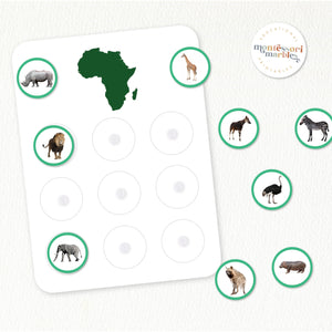 Animals and Continents Sorting Cards