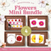 Montessori Flowers Mini Bundle with wooden trays and floral materials on a white background.