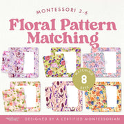 Spring flower patterns for visual matching activities—seasonal sensory skills, ages 3-6
