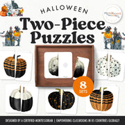 Halloween pumpkin symmetry puzzles for visual skills practice