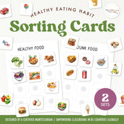 Healthy vs junk food sorting cards for nutrition education