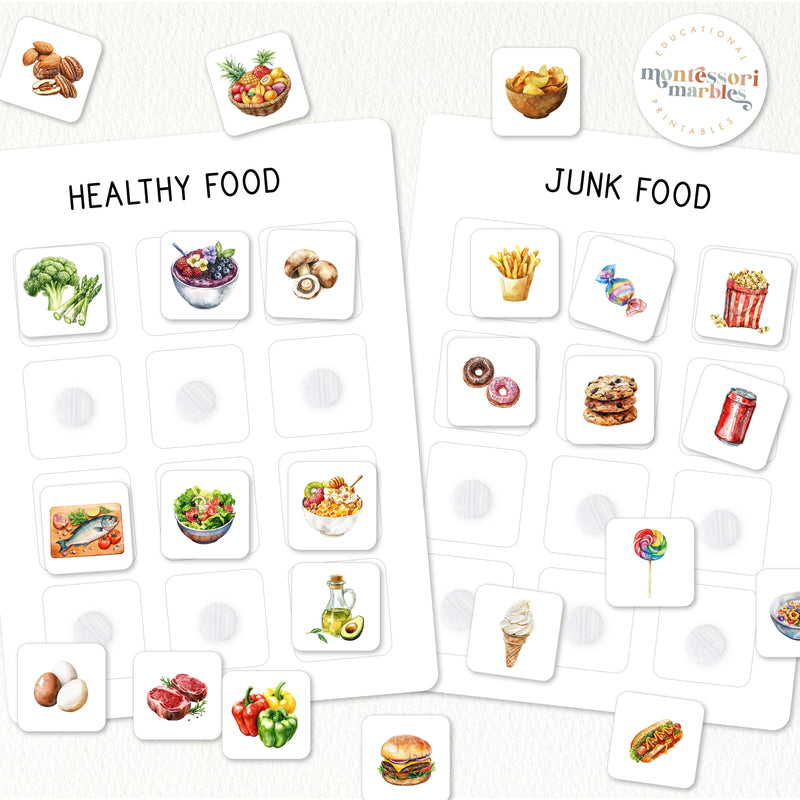 Healthy Food vs Junk Food Sorting Cards