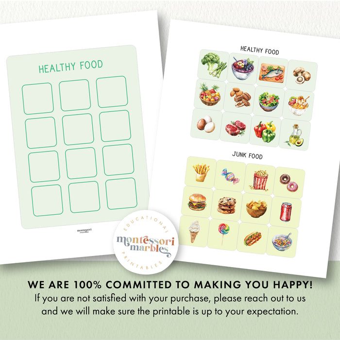 Healthy Food vs Junk Food Sorting Cards