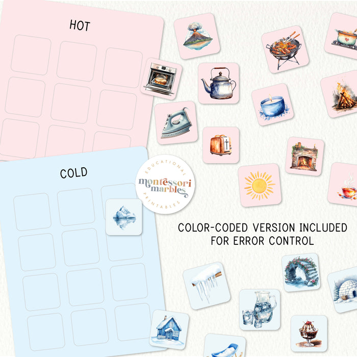 Hot and Cold Sorting Cards