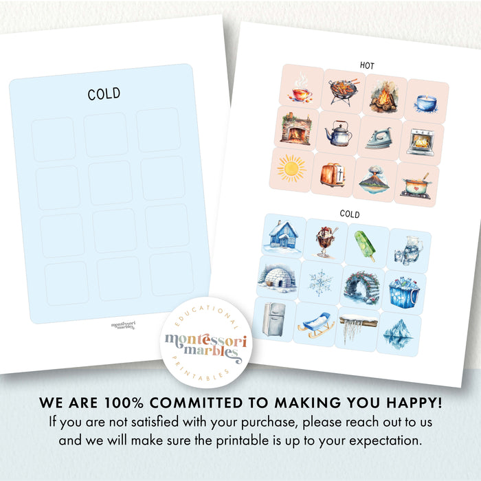 Hot and Cold Sorting Cards