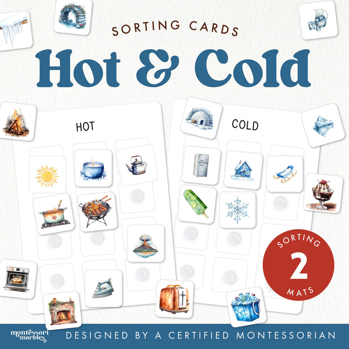 Hot and Cold Sorting Cards | Montessori Temperature Activity PDF ...