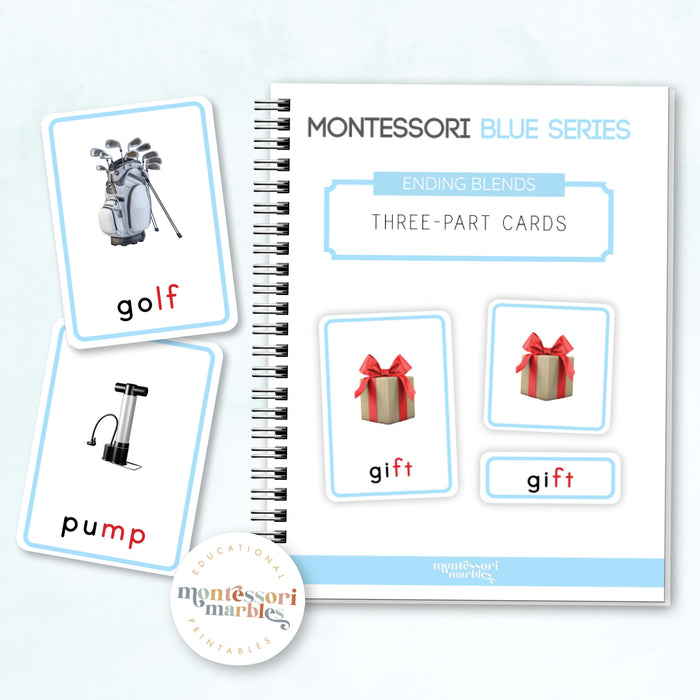 Montessori Blue Series Ending Blends | 3-Part Cards