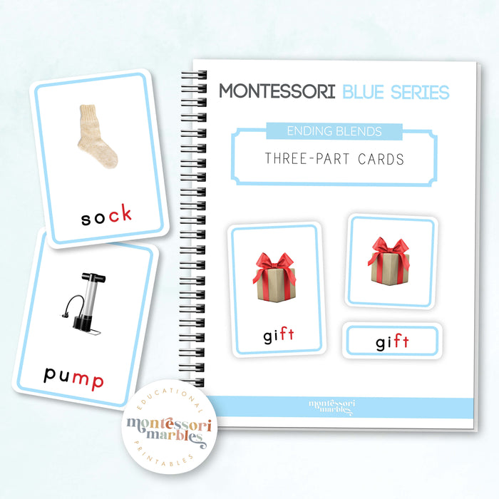 Montessori Blue Series Ending Blends | 3-Part Cards