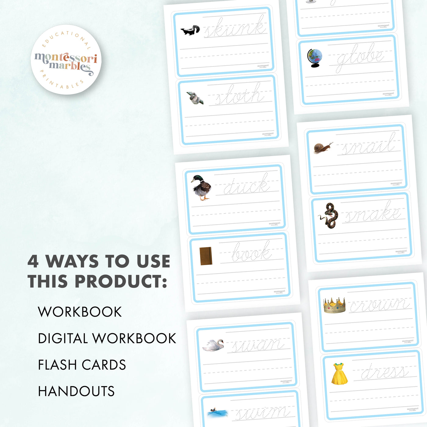 Blends Cursive Tracing | Handwriting Practice Ages 6-8 — Montessori Marbles