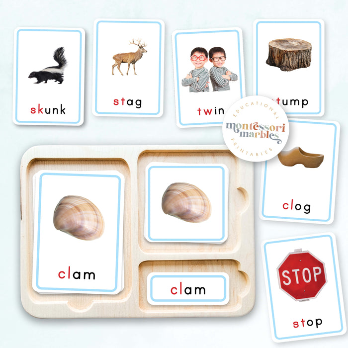 Montessori Blue Series Beginning Blends | 3-Part Cards