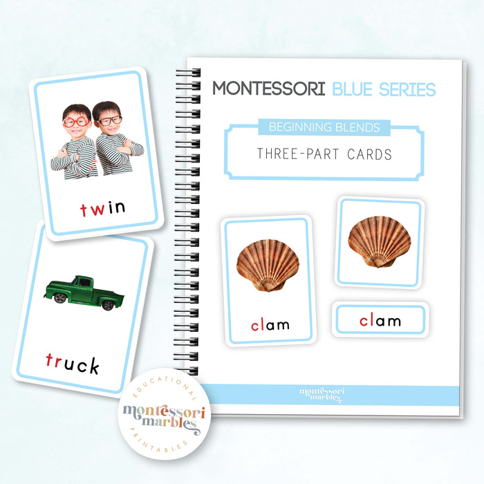 Montessori Blue Series Beginning Blends | 3 Part Cards