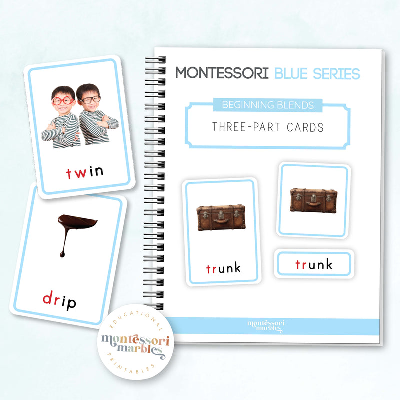 Montessori Blue Series Beginning Blends | 3-Part Cards