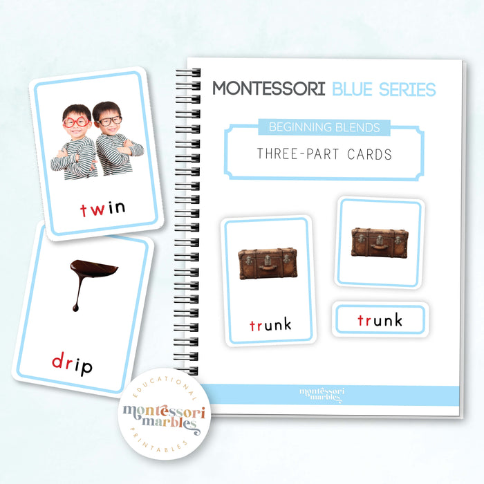 Montessori Blue Series Beginning Blends | 3-Part Cards