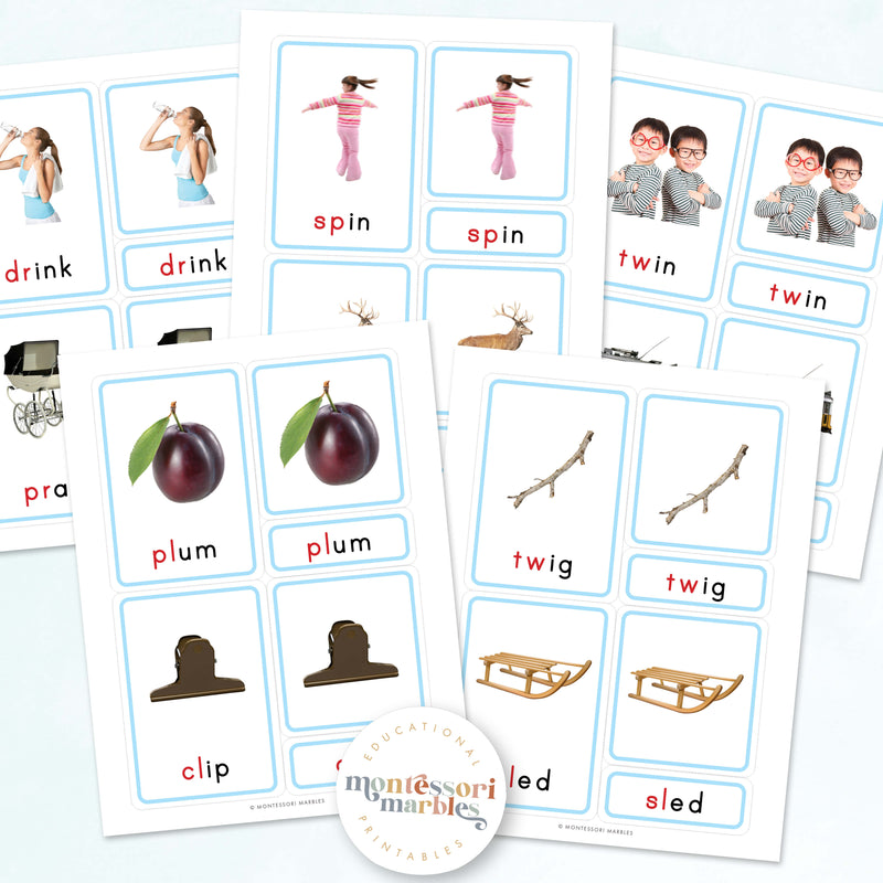 Montessori Blue Series Beginning Blends | 3-Part Cards